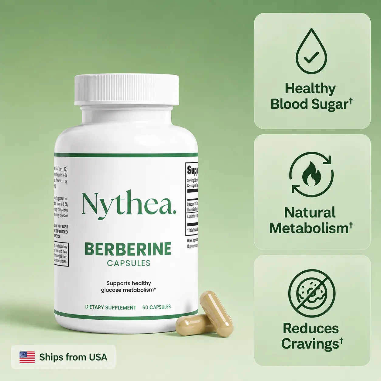 Nythea Berberine 800mg - Metabolic Support Capsules